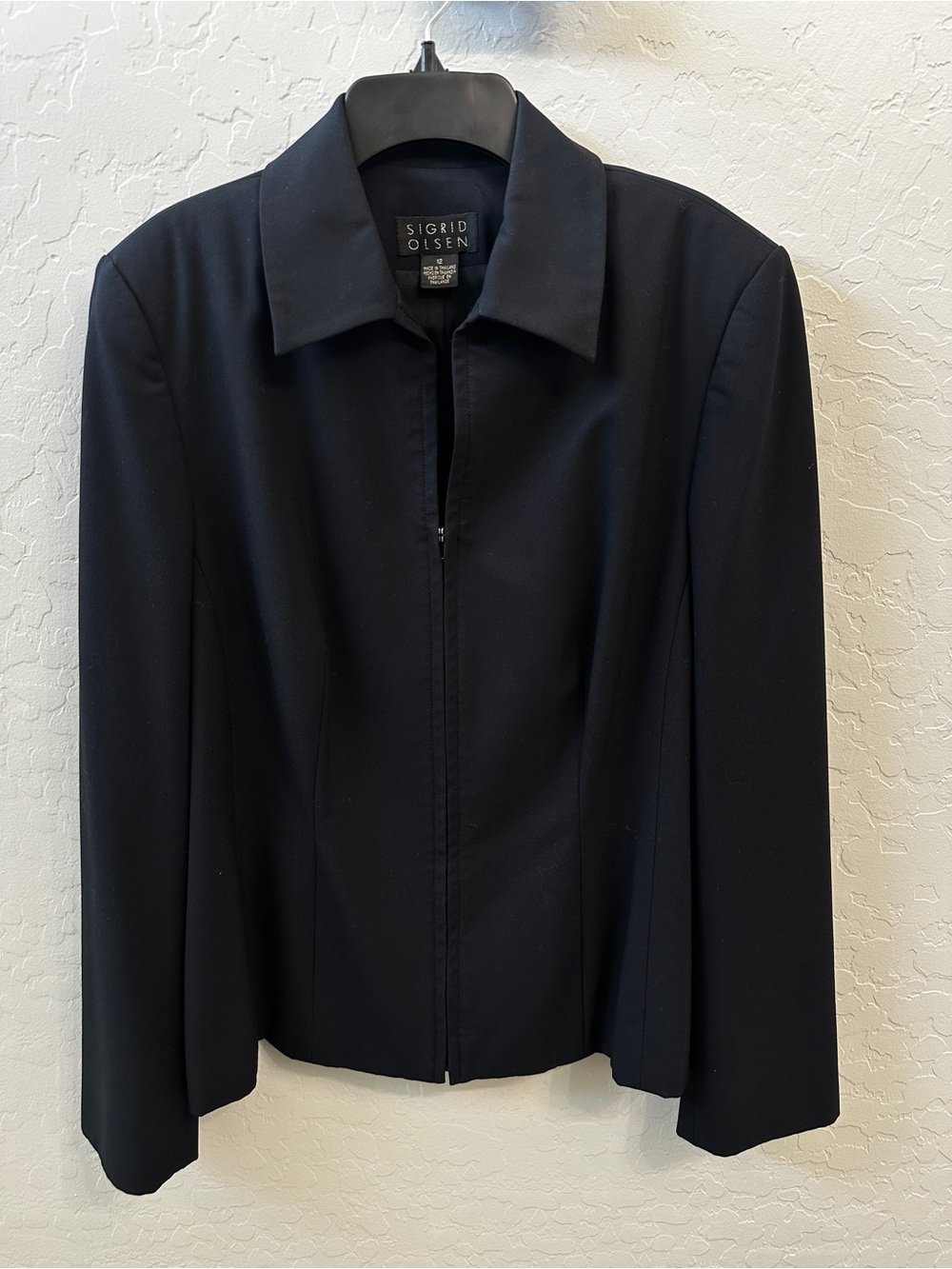 Sigrid Olsen Black Zip Front Blazer- Size 12